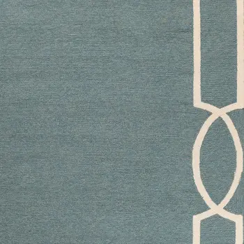 2' X 3' Blue And Ivory Geometric Hand Hooked Area Rug