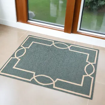 2' X 3' Blue And Ivory Geometric Hand Hooked Area Rug
