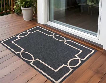 2' X 3' Gray And Ivory Handmade Indoor Outdoor Area Rug