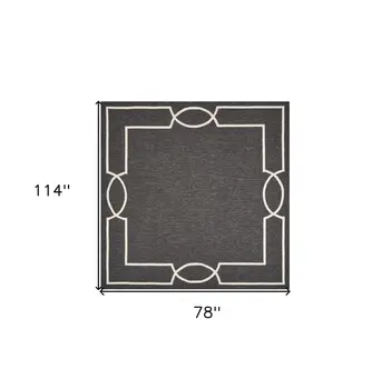 7' X 10' Onyx And White Geometric Handmade Indoor Outdoor Area Rug