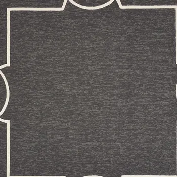7' X 10' Onyx And White Geometric Handmade Indoor Outdoor Area Rug