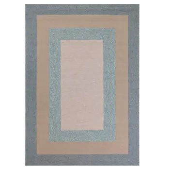 8' X 11' Blue And Beige Handmade Indoor Outdoor Area Rug