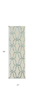 8' Silver And Ivory Trellis Hand Tufted Runner Rug