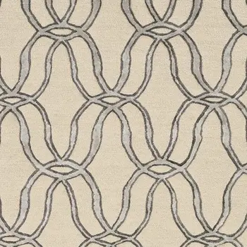 5' X 7' Beige and Silver Wool Vermicular Hand Tufted Area Rug