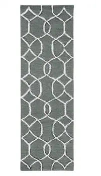 8' Gray Wool Geometric Hand Tufted Runner Rug