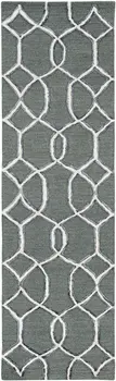 8' Gray Wool Geometric Hand Tufted Runner Rug