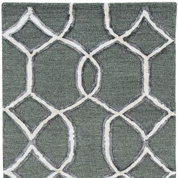 8' Gray Wool Geometric Hand Tufted Runner Rug