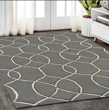 5' X 7' Charcoal Wool Trellis Hand Tufted Area Rug