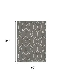 5' X 7' Charcoal Wool Trellis Hand Tufted Area Rug