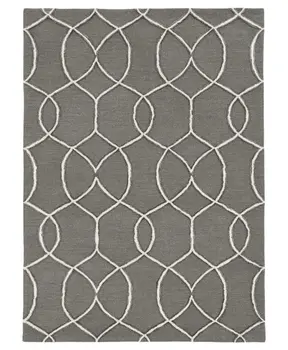 5' X 7' Charcoal Wool Trellis Hand Tufted Area Rug