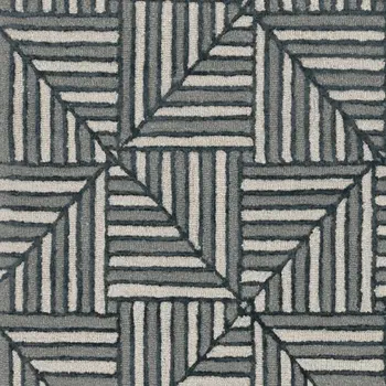 12' X 15' Beige And Charcoal Wool Geometric Hand Tufted Area Rug