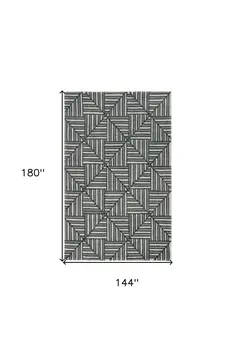 12' X 15' Beige And Charcoal Wool Geometric Hand Tufted Area Rug