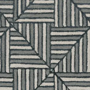 12' X 15' Beige And Charcoal Wool Geometric Hand Tufted Area Rug