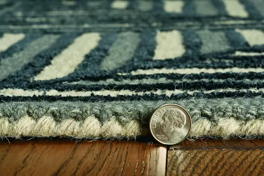 8' Charcoal Wool Geometric Hand Tufted Runner Rug