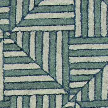 8' Charcoal Wool Geometric Hand Tufted Runner Rug