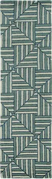 8' Charcoal Wool Geometric Hand Tufted Runner Rug