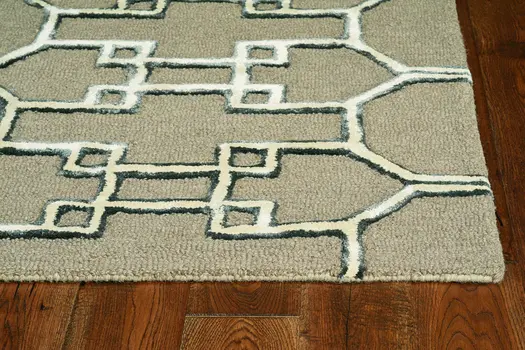 12' X 15' Brown And Ivory Wool Trellis Hand Tufted Area Rug
