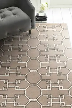 12' X 15' Brown And Ivory Wool Trellis Hand Tufted Area Rug