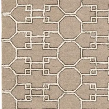 5' X 7' Gray and Ivory Wool Geometric Hand Tufted Area Rug