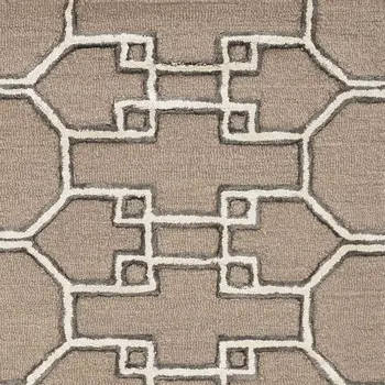 5' X 7' Gray and Ivory Wool Geometric Hand Tufted Area Rug