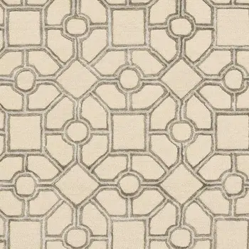 5' X 7' Beige Ivory and Brown Wool Geometric Hand Tufted Area Rug