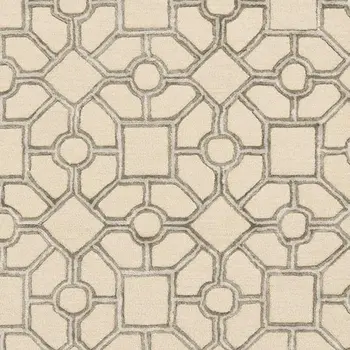5' X 7' Beige Ivory and Brown Wool Geometric Hand Tufted Area Rug