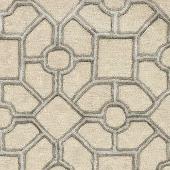 5' X 7' Beige Ivory and Brown Wool Geometric Hand Tufted Area Rug