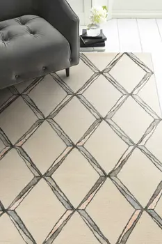 12' X 15' Cream Wool Geometric Hand Tufted Area Rug