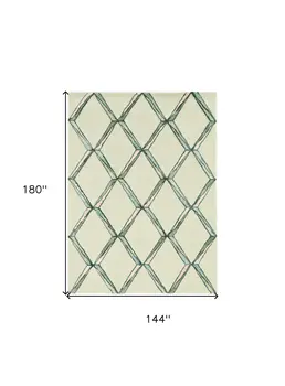 12' X 15' Cream Wool Geometric Hand Tufted Area Rug