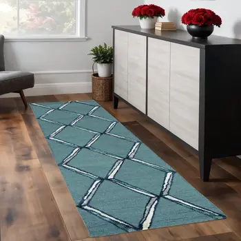 8' Gray Wool Handmade Runner Rug