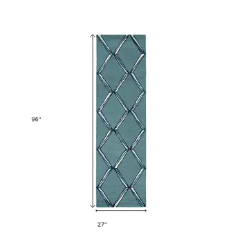 8' Gray Wool Handmade Runner Rug
