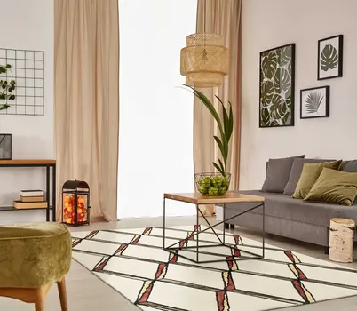 8' X 10' Beige Rust and Gold Wool Geometric Hand Tufted Area Rug