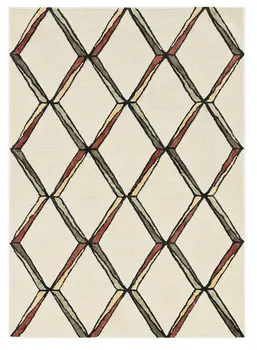 8' X 10' Beige Rust and Gold Wool Geometric Hand Tufted Area Rug