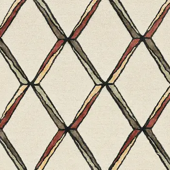 8' X 10' Beige Rust and Gold Wool Geometric Hand Tufted Area Rug