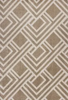 7' X 10' Beige and Ivory Geometric Indoor Outdoor Area Rug