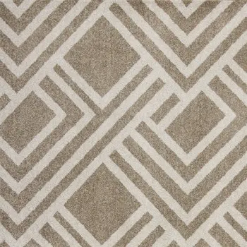 7' X 10' Beige and Ivory Geometric Indoor Outdoor Area Rug