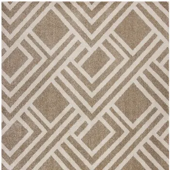 7' X 10' Beige and Ivory Geometric Indoor Outdoor Area Rug