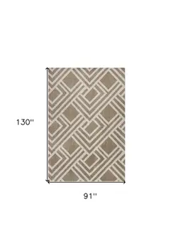 8' X 11' Beige Geometric Indoor Outdoor Area Rug
