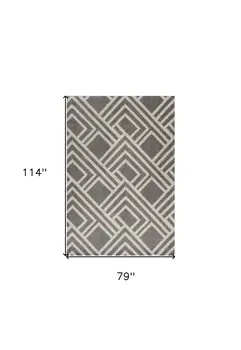 7' X 10' Gray Geometric Indoor Outdoor Area Rug