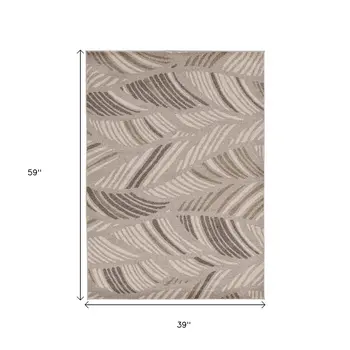 3' X 5' Gray Tropical Botanical Area Rug