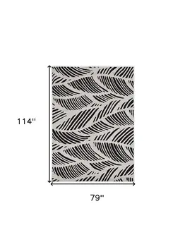 7' X 10' Black And White Abstract Indoor Outdoor Area Rug