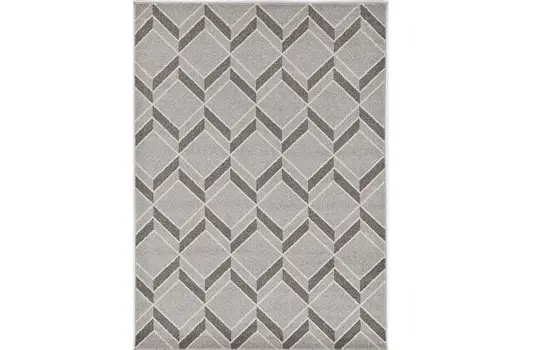 3' X 5' Gray Geometric Indoor Outdoor Area Rug