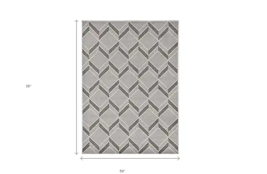 3' X 5' Gray Geometric Indoor Outdoor Area Rug