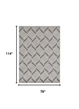 7' X 10' Gray Geometric Indoor Outdoor Area Rug