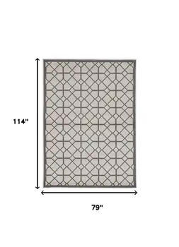 7' X 10' Gray Geometric Indoor Outdoor Area Rug