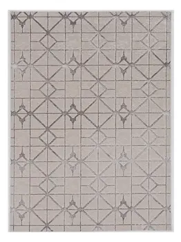 7' X 10' Ivory And Silver Geometric Area Rug