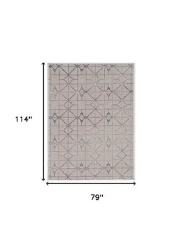 7' X 10' Ivory And Silver Geometric Area Rug