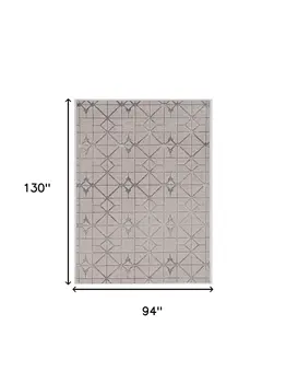 8' X 11' Ivory And Silver Geometric Area Rug