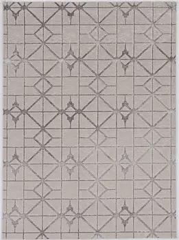 10' X 13' Ivory Silver Machine Woven Geometric Indoor Area Rug