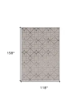 10' X 13' Ivory Silver Machine Woven Geometric Indoor Area Rug